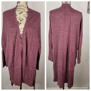 Free People Sz S Cardigan Duster Snap Front High Low Side Slits
